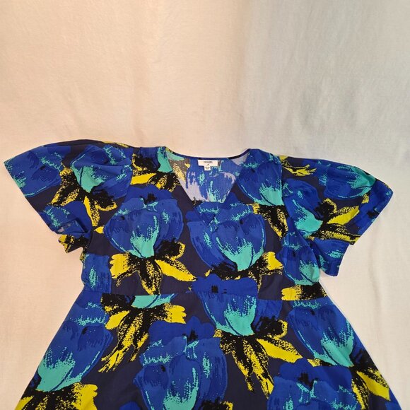 CHRISTOPHER JOHN ROGERS Blue Printed Puff Tired Dress Size 24W/26W New NO Tags! - Picture 7 of 16